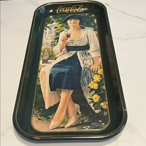 Coca-Cola Elegant Lady Tray with Blue and Yellow Accents